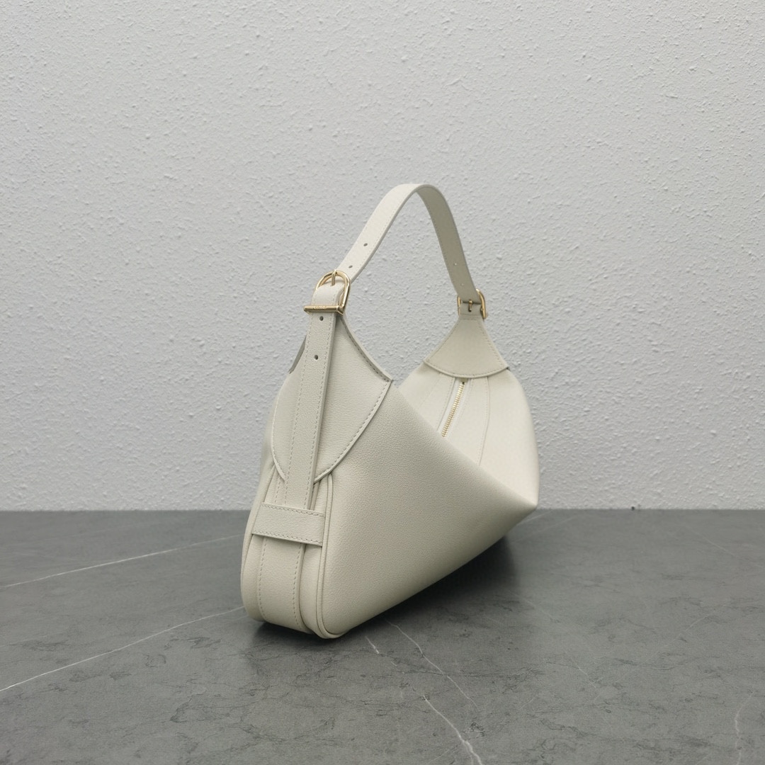 Celine Medium Romy Shoulder Bag Handbag In Supple Calfskin White 197443